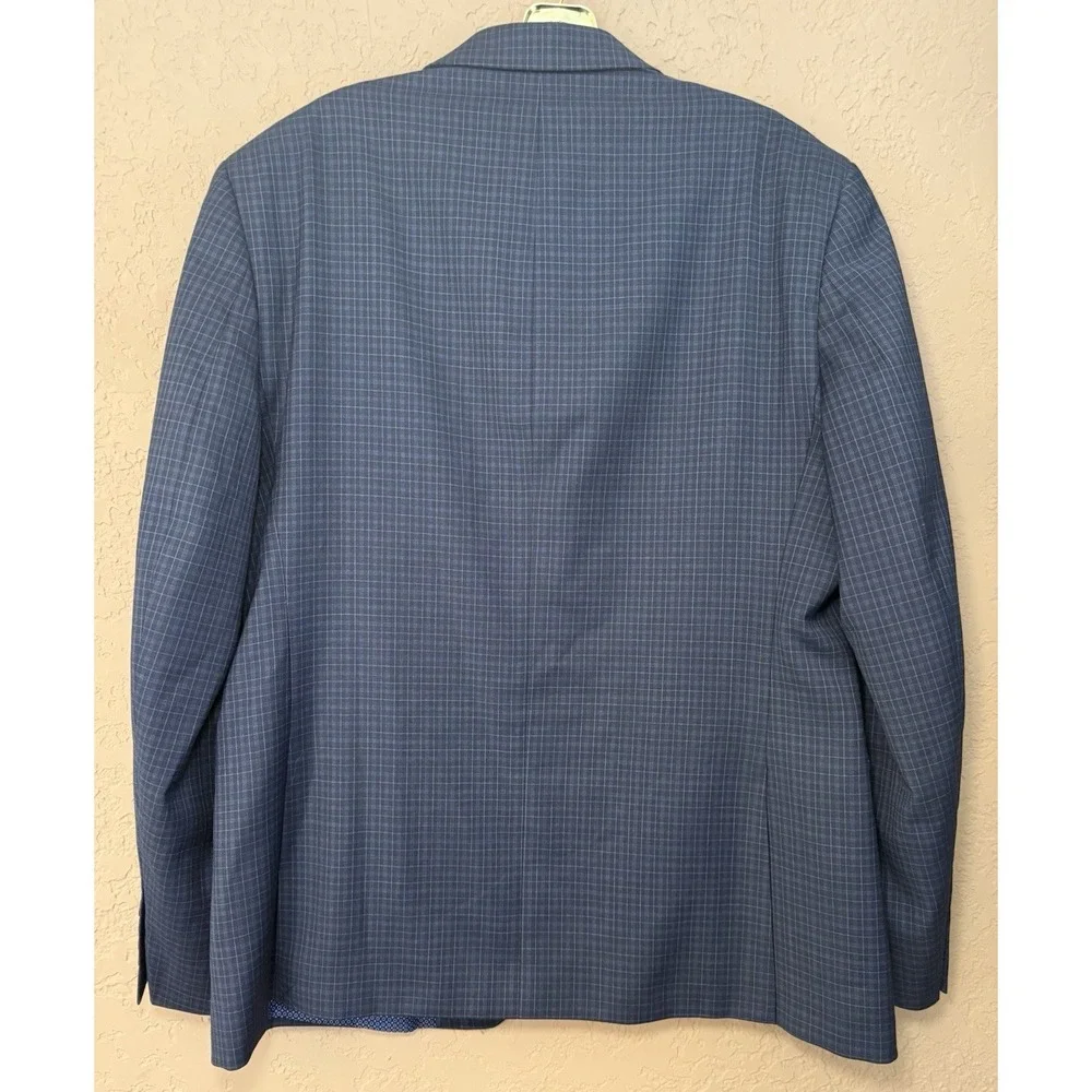 Original Penguin Blazer Men 44 R Blue Plaid Wool Blend Two Button Jacket Classic